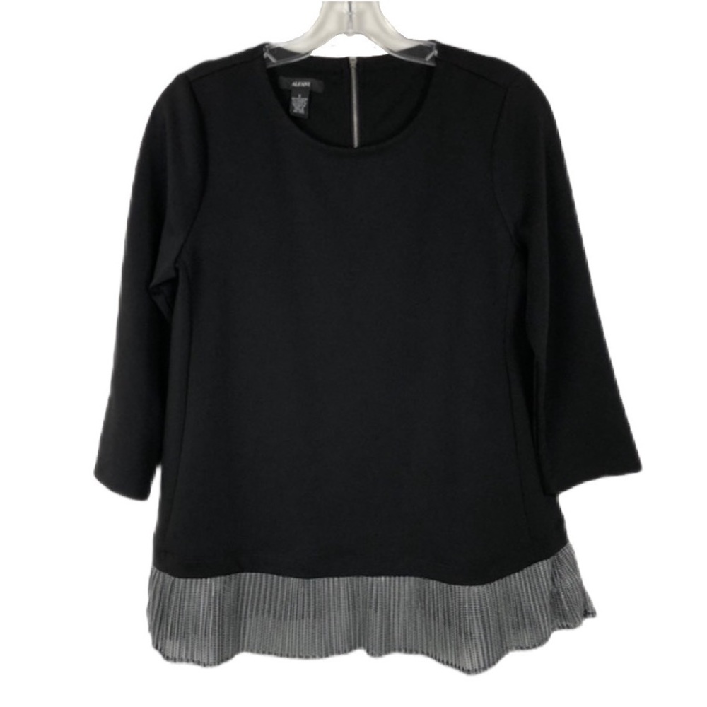 Alfani Black Top with Silver Ruffle Layer